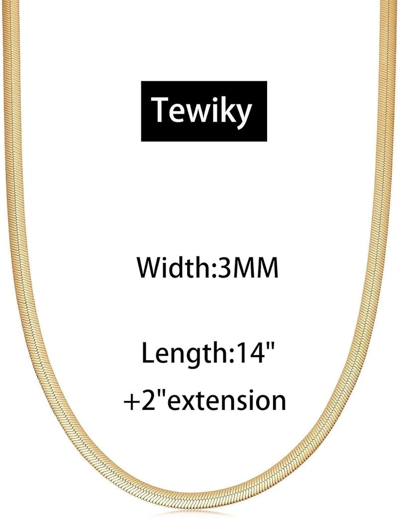 Tewiky Layered Necklaces for Women Non Tarnish- Chunky 14k Gold Plated Herringbone/Snake/Rope/Box/Cuban Link Chain for Women Waterproof Layering Stack Choker Necklace Trendy Dainty Tarnish Free Jewelry Set - Image 5
